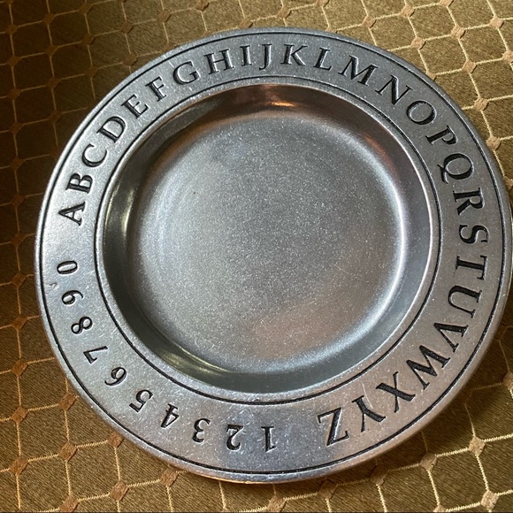 Vintage Carson Pewter Alphabet & Numbers ABC123 Plates Set of 2 - Picture 2 of 5